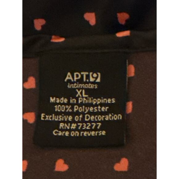 APT. 9 Slip Dress Satin Mini Lingerie Heart Print Black Pink Size XL - Picture 8 of 8